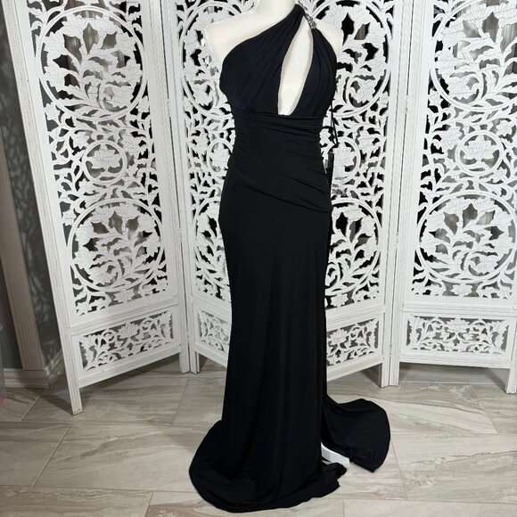 Jovani 02543 Ruched One Shoulder Formal Dress Black - Picture 2 of 15